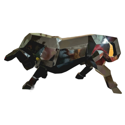 StatueTaureau Résine Origami 100 cm Noir – ZooFactory