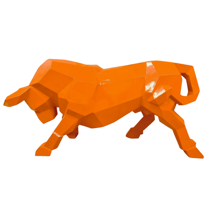 StatueTaureau Résine Origami 100 cm Orange – ZooFactory