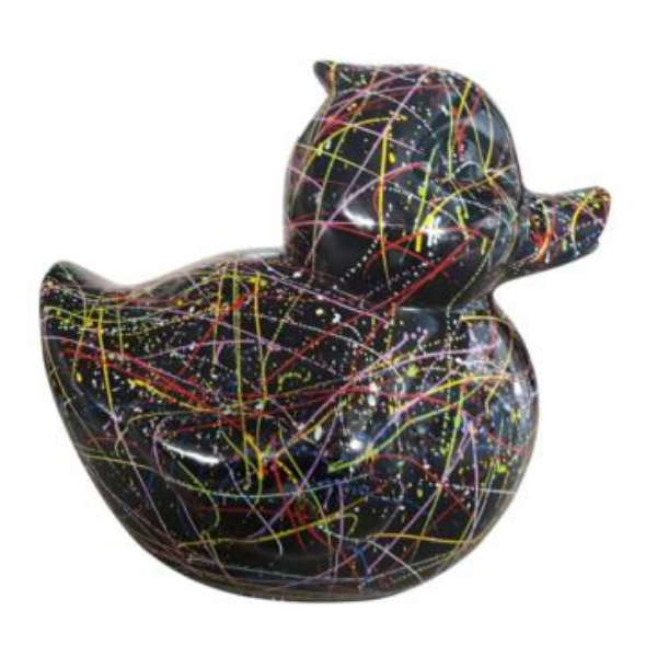 Sculpture Canard 65 cm en Résine Noir Graffiti – ZooFactory