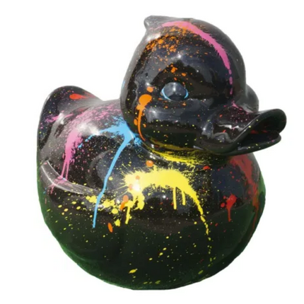 StatueCanard 65 cm Résine Tie and Dye Noir – ZooFactory