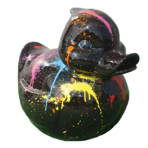Sculpture Canard 65 cm Résine Tie and Dye Noir – ZooFactory