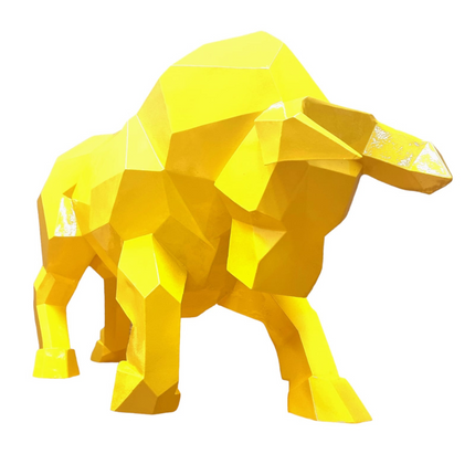 StatueTaureau Résine Origami 100 cm Jaune – ZooFactory