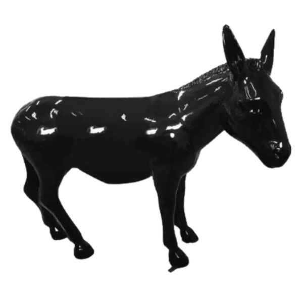 Sculpture Âne XXL en Résine 160 cm Noir et Or – ZooFactory