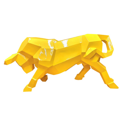 StatueTaureau Résine Origami 100 cm Jaune – ZooFactory