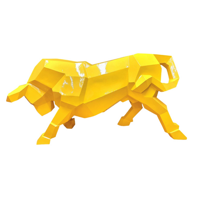 StatueTaureau Résine Origami 100 cm Jaune – ZooFactory