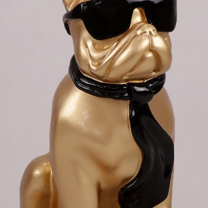 StatueXXL Bouledogue Français en Résine 120 cm Noir et Or – ZooFactory