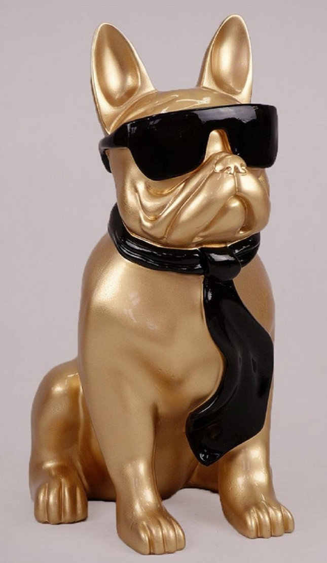 StatueXXL Bouledogue Français en Résine 120 cm Noir et Or – ZooFactory