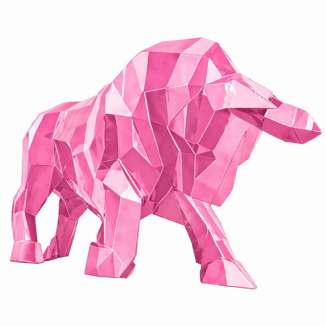 StatueTaureau Résine Origami 100 cm Rose – ZooFactory