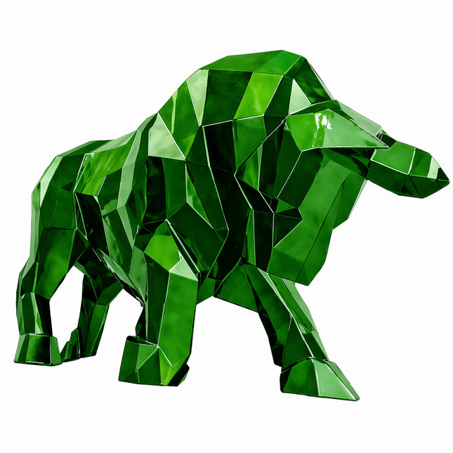 StatueTaureau Résine Origami 100 cm Vert – ZooFactory