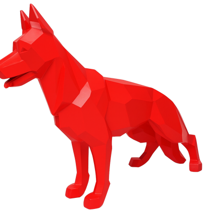 StatueXXL Berger Allemand Origami 120 cm Résine Rouge – ZooFactory