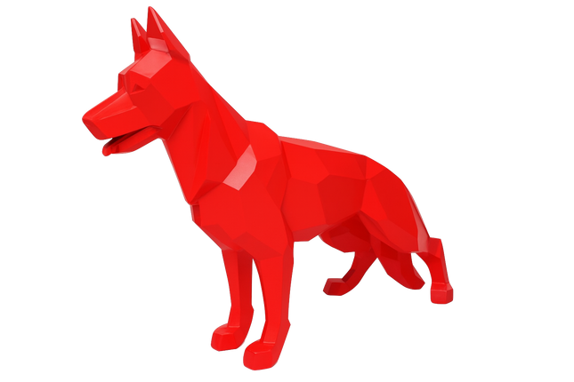 StatueXXL Berger Allemand Origami 120 cm Résine Rouge – ZooFactory