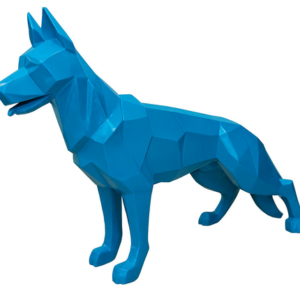 StatueXXL Berger Allemand Origami 120 cm Résine Bleue – ZooFactory