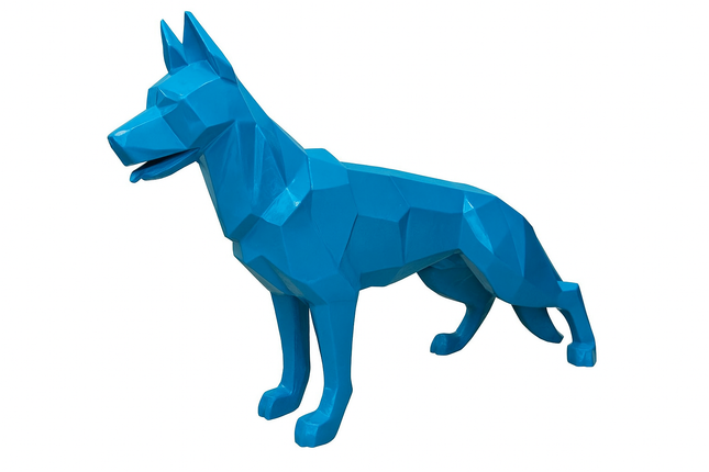 StatueXXL Berger Allemand Origami 120 cm Résine Bleue – ZooFactory