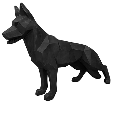 StatueChien Berger Allemand Origami XXL 120 cm Résine Noire – ZooFactory