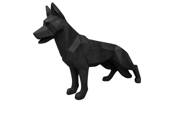 StatueChien Berger Allemand Origami XXL 120 cm Résine Noire – ZooFactory
