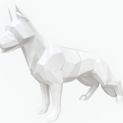 StatueXXL Berger Allemand Origami 120 cm Résine Blanche – ZooFactory