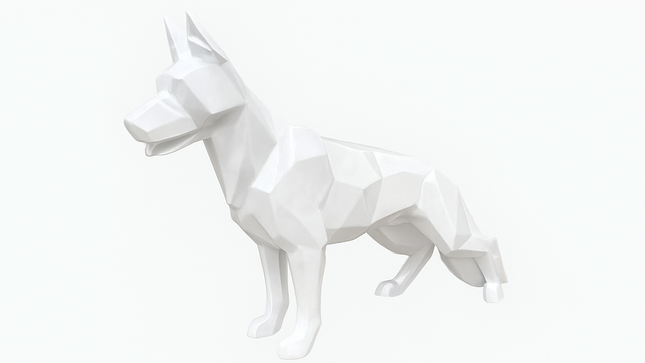 StatueXXL Berger Allemand Origami 120 cm Résine Blanche – ZooFactory