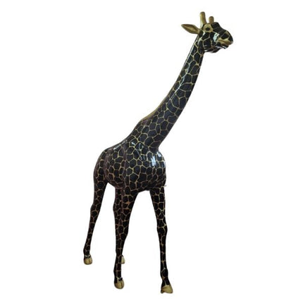 StatueGirafe XXL en Résine 320 cm Noir et Doré – ZooFactory