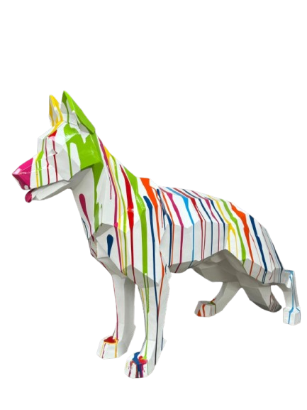 StatueXXL Berger Allemand Origami en Résine Blanc 120 cm – ZooFactory