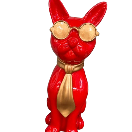 StatueChat Design 60 cm Résine Rouge – ZooFactory