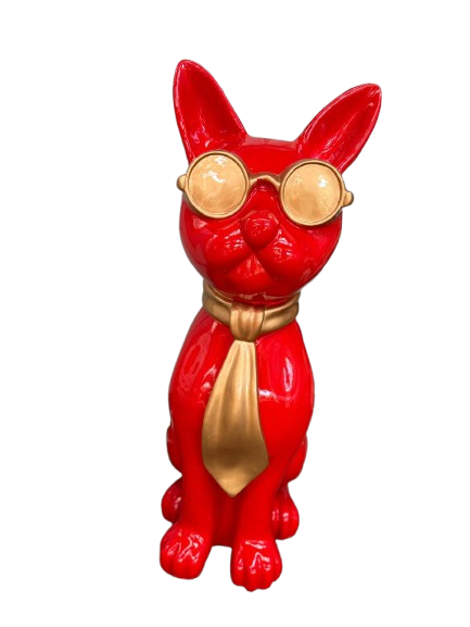 Sculpture Chat Design 60 cm Résine Rouge – ZooFactory
