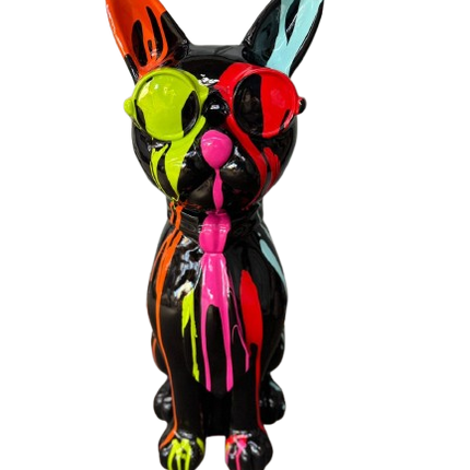 StatueChat 60 cm Résine Multicolore Noir – ZooFactory