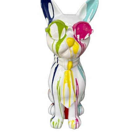 StatueChat Résine 80 cm Multicolore Blanc – ZooFactory
