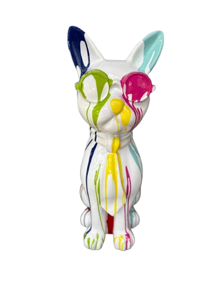 Sculpture Chat 60 cm Résine Multicolore Blanc – ZooFactory