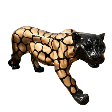 StatuePanthère 80 cm en Résine Doré et Noir – ZooFactory