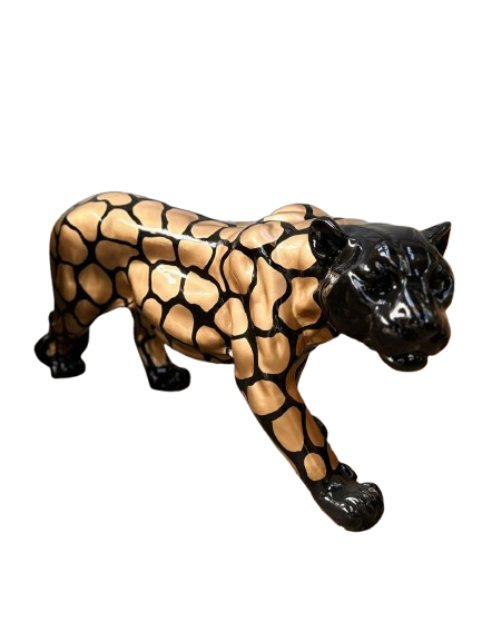 Sculpture Panthère 80 cm en Résine Doré et Noir – ZooFactory