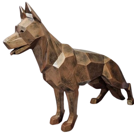 StatueXXL Berger Allemand Origami 120 cm Résine Bronze – ZooFactory
