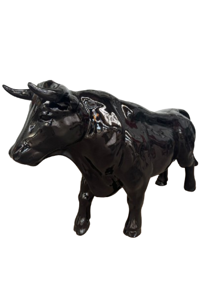 StatueTaureau XXL en Résine 100 cm Noir – ZooFactory