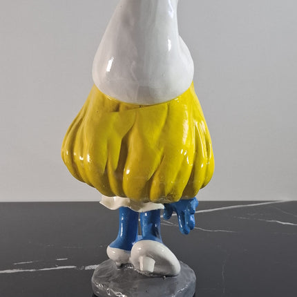 Œuvre d'Art - STROUMPFETTE (2/3) -Bleu, jaune & blanc -33 cm