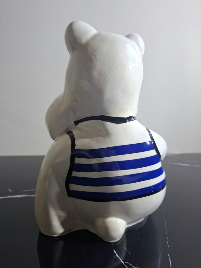 Œuvre d'Art - HIPPO JEAN PAUL GAUTHIER (3/5) - Blanc et bleu  - 25 cm