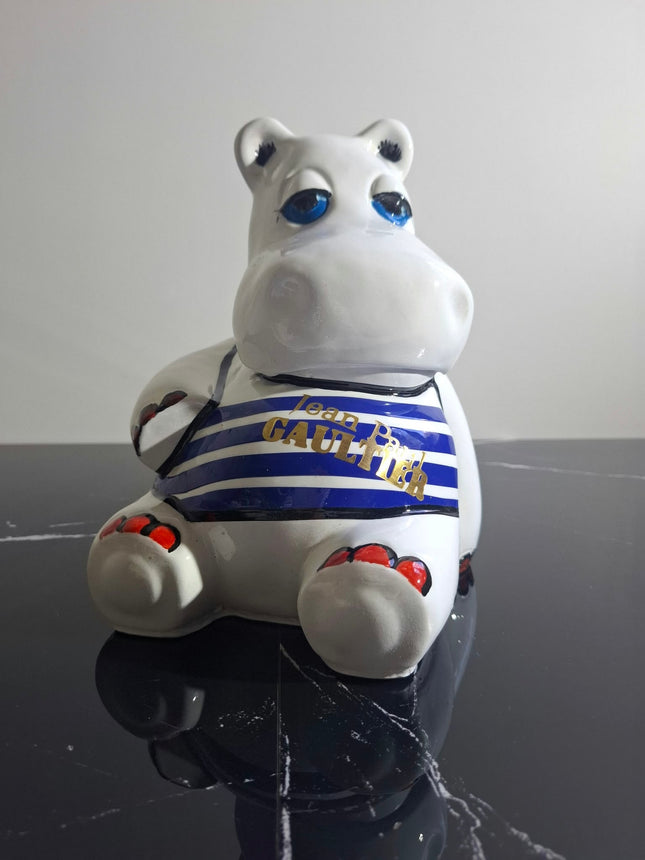 Œuvre d'Art - HIPPO JEAN PAUL GAUTHIER (3/5) - Blanc et bleu  - 25 cm