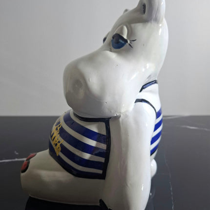 Œuvre d'Art - HIPPO JEAN PAUL GAUTHIER (3/5) - Blanc et bleu  - 25 cm