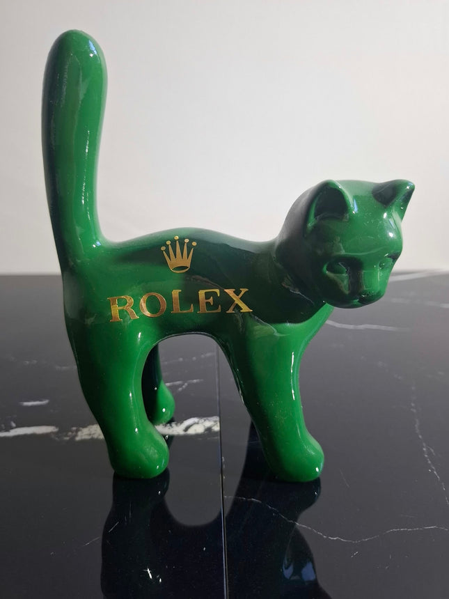 Œuvre d'Art - CHAT ROLEX (1/6)  Vert  17 cm