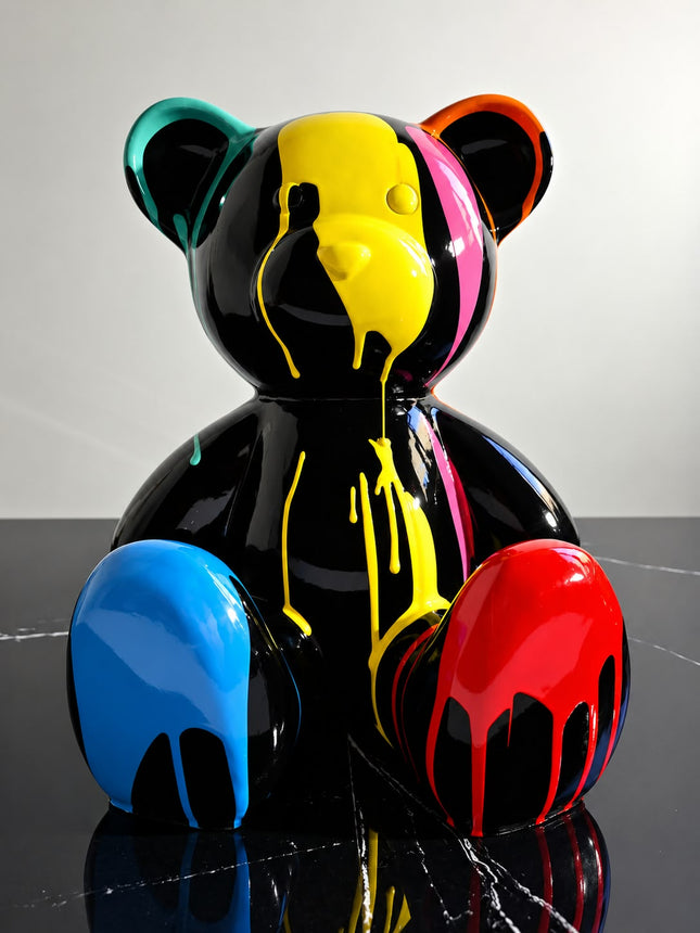 Œuvre d'Art - OURSON NOIR COULURE (5/6)  Noir 35 cm