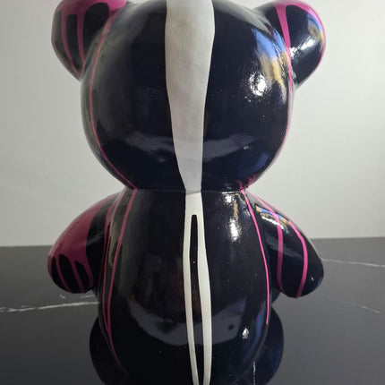 Œuvre d'Art - OURSON BLANC/VIOLET (3/6)  blanc violet  35 cm