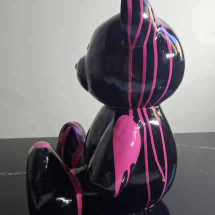 Œuvre d'Art - OURSON BLANC/VIOLET (3/6)  blanc violet  35 cm