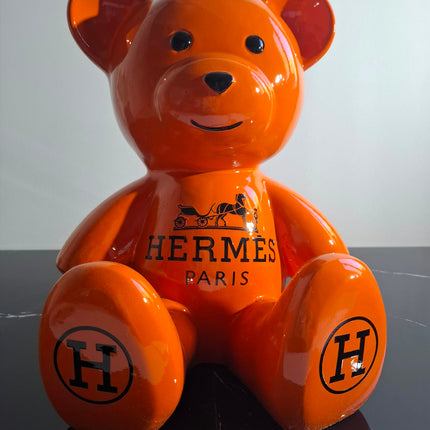 Œuvre d'Art - OURSON HERMES (2/6) Orange 35cm
