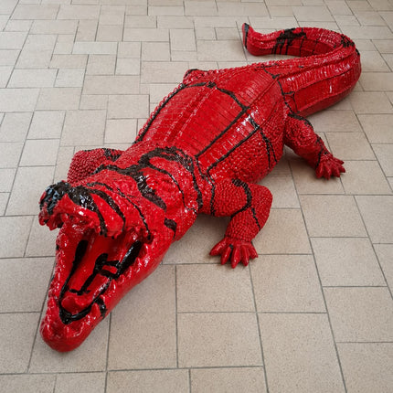 DESTOCKAGE - CROCO ROUGE COULURE NOIRE 130 cm – Statues Design