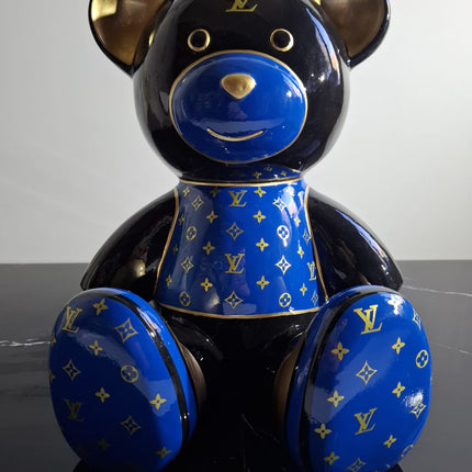 Œuvre d'Art - OURSON LOUIS VUITTON  (4/8)  Bleu et Noir  35cm