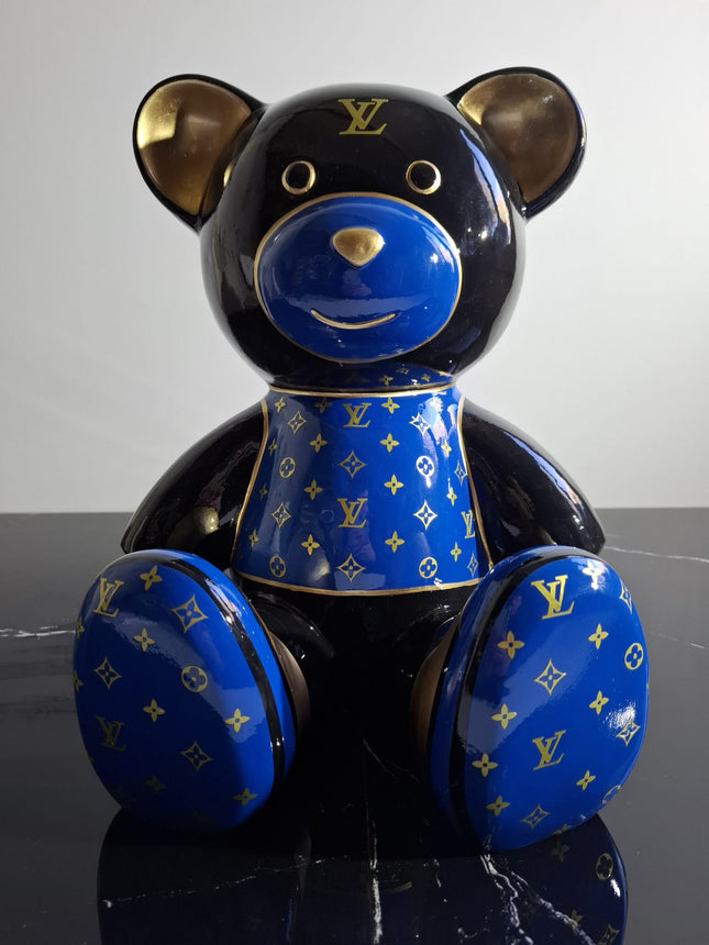 Œuvre d'Art - OURSON LOUIS VUITTON  (4/8)  Bleu et Noir  35cm