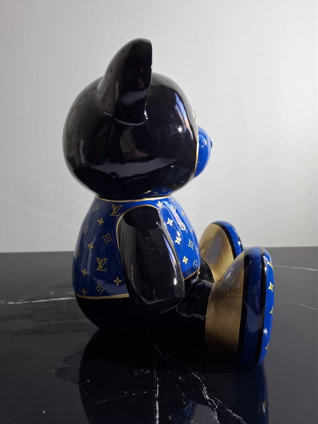 Œuvre d'Art - OURSON LOUIS VUITTON  (4/8)  Bleu et Noir  35cm