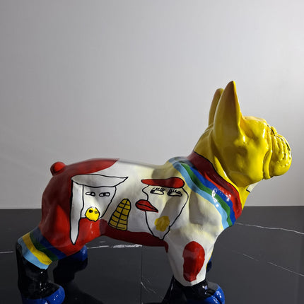 Œuvre d'Art - BOULEDOGUE PICASSO TETE JAUNE (5/8) Jaune Multicolore 35 cm