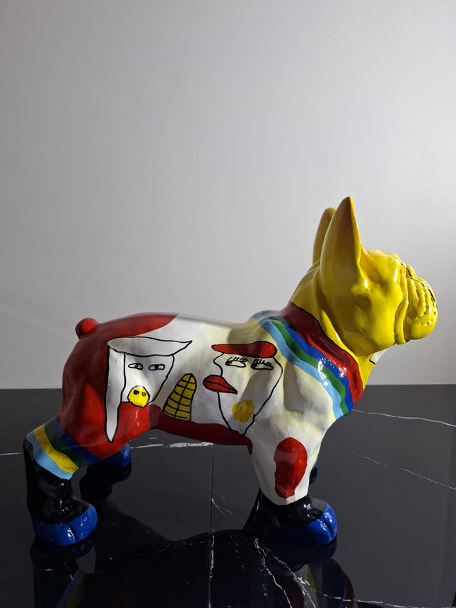 Œuvre d'Art - BOULEDOGUE PICASSO TETE JAUNE (5/8) Jaune Multicolore 35 cm