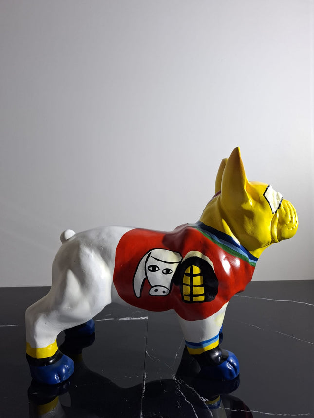 Œuvre d'Art - BOULEDOGUE PICASSO PREMIUM (5/8) Jaune Multicolore 35 cm
