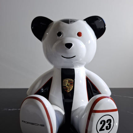 Œuvre d'Art - OURSON PORSCHE BLANC  (4/6) Blanc  35 cm