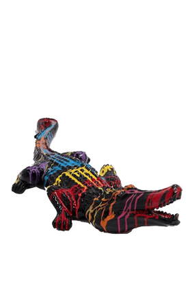 Statue Crocodile Animaux Resine - 120cm - Multi Coulure Noir - ANIMAUX-RESINE.FR